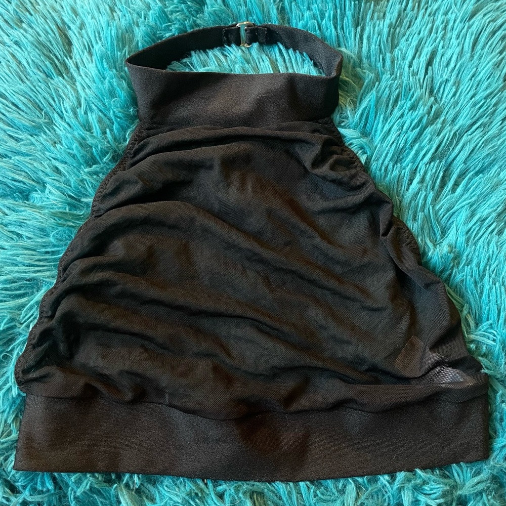 iheartraves mesh front black halter top rave wear techno babe